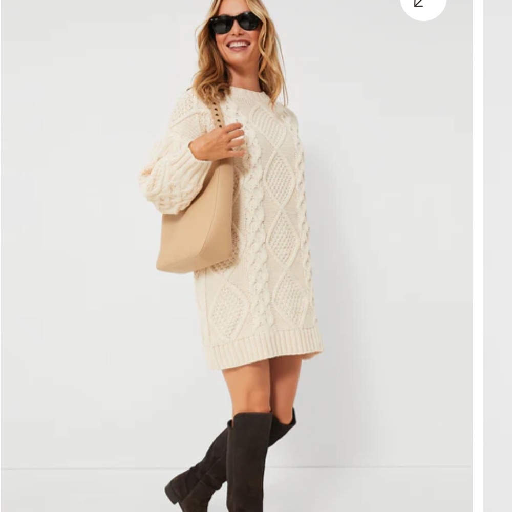 Cream Cable Knit Sweater Dress